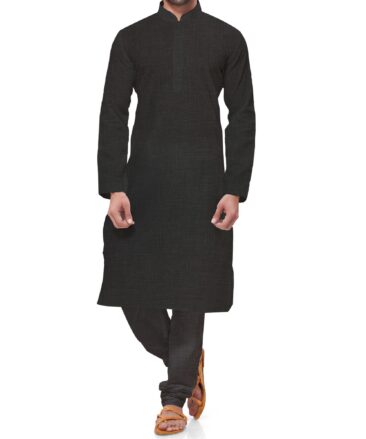 Linen Club Black 100% Pure Linen Kurta Pajama Fabric