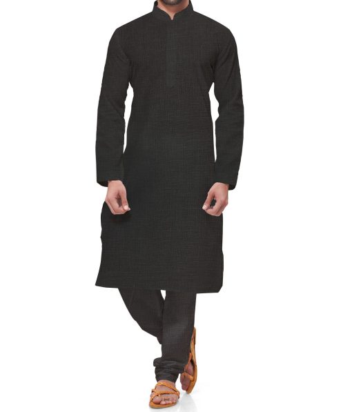 Linen Club Black 100% Pure Linen Kurta Pajama Fabric