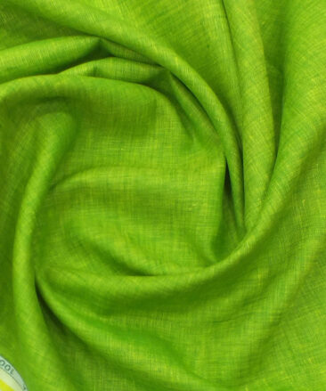 Cadini by Siyaram's Bright Green 60 LEA 100% Pure Linen Kurta Fabric