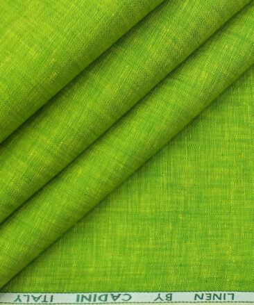 Cadini by Siyaram's Bright Green 60 LEA 100% Pure Linen Kurta Fabric