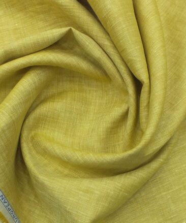 Cadini by Siyaram's Canary Yellow 60 LEA 100% Pure Linen Kurta Fabric