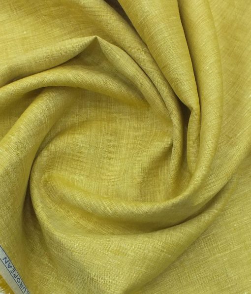 Cadini by Siyaram's Canary Yellow 60 LEA 100% Pure Linen Kurta Fabric