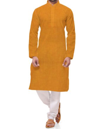 Cadini by Siyaram's Bright Orange 60 LEA 100% Pure Linen Jaquard Weave Kurta Fabric