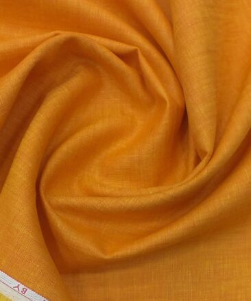 Cadini by Siyaram's Bright Orange 60 LEA 100% Pure Linen Jaquard Weave Kurta Fabric