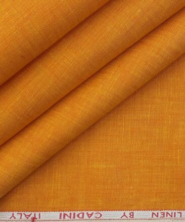 Cadini by Siyaram's Bright Orange 60 LEA 100% Pure Linen Jaquard Weave Kurta Fabric