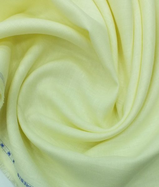 Nemesis Lemonish Cream 100% Pure Linen Kurta Fabric