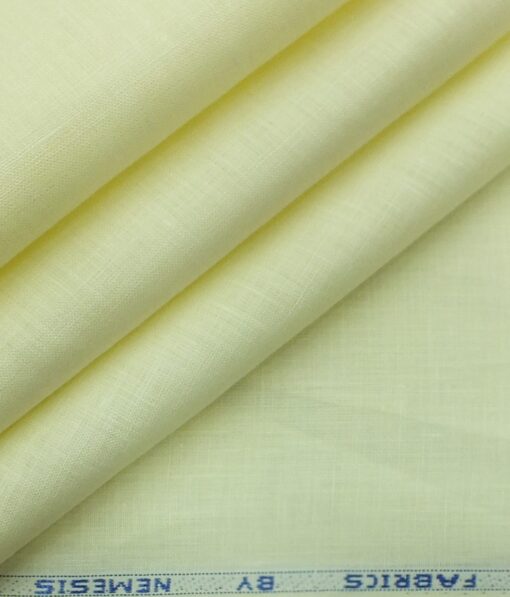 Nemesis Lemonish Cream 100% Pure Linen Kurta Fabric