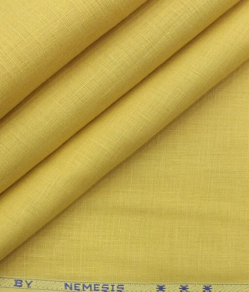 Nemesis Mustard Yellow 100% Pure Linen Kurta Fabric