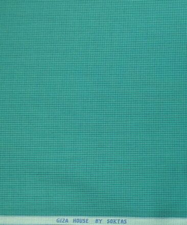 Soktas Men's Sea Green 120's Giza Cotton Self Design Shirt Fabric