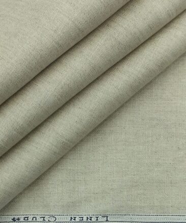 Linen Club Oat Beige 100% Pure Linen Self Design Unstitched Trouser Fabric