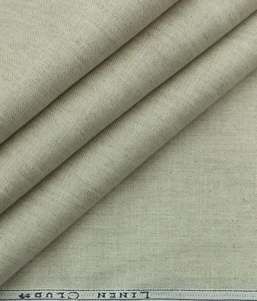 Linen Club Oat Beige 100% Pure Linen Self Design Unstitched Trouser Fabric