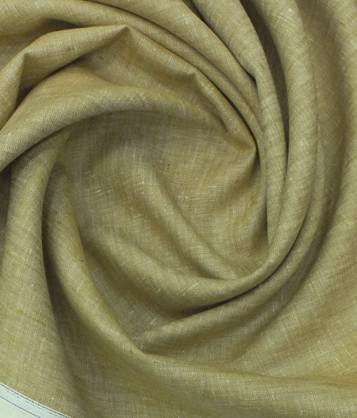 Linen Club Biscotti Beige 100% Pure Linen Self Design Unstitched Trouser Fabric