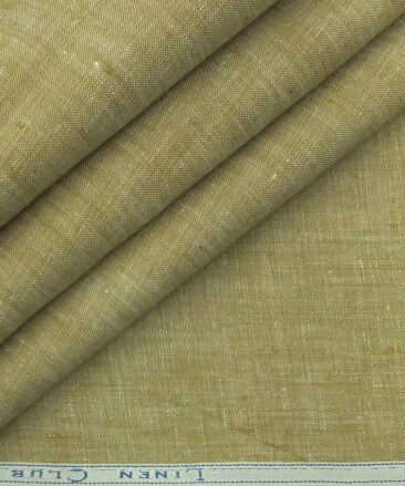 Linen Club Biscotti Beige 100% Pure Linen Self Design Unstitched Trouser Fabric