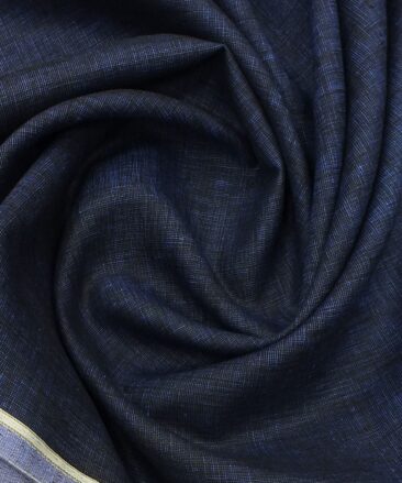 Linen Club Dark Royal Blue 100% Pure Linen Structured Unstitched Trouser Fabric