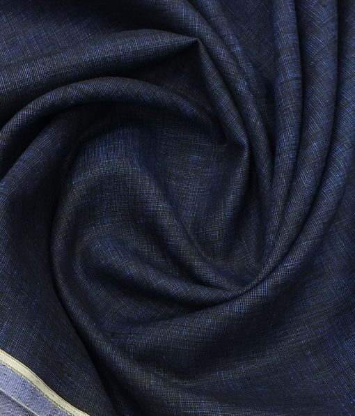 Linen Club Dark Royal Blue 100% Pure Linen Structured Unstitched Trouser Fabric