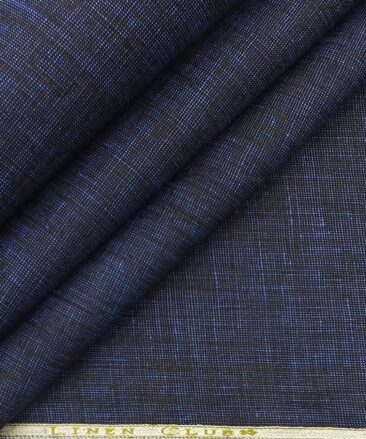 Linen Club Dark Royal Blue 100% Pure Linen Structured Unstitched Trouser Fabric