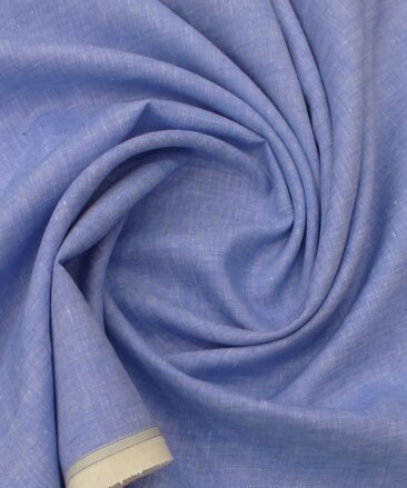 Linen Club Light Sky Blue 100% Pure Linen Self Design Unstitched Trouser Fabric