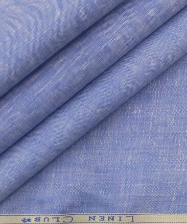 Linen Club Light Sky Blue 100% Pure Linen Self Design Unstitched Trouser Fabric