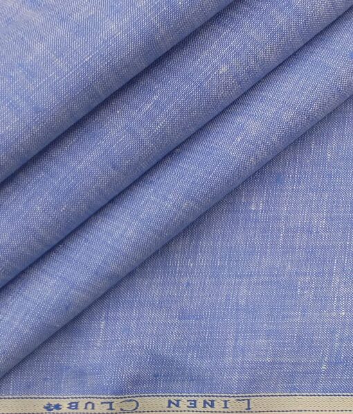 Linen Club Light Sky Blue 100% Pure Linen Self Design Unstitched Trouser Fabric