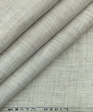 Linen Club Light Oyster Beige 100% Pure Linen Self Design Unstitched Trouser Fabric