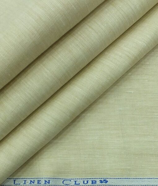 Linen Club Egg Nog Beige 100% Pure Linen Self Design Unstitched Trouser Fabric