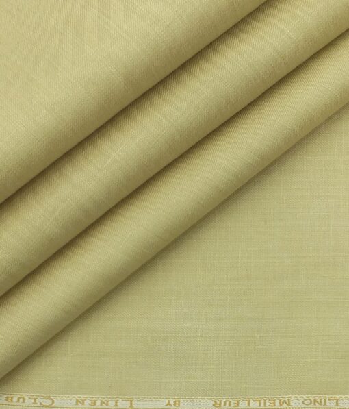 Linen Club Parmesean Beige 100% Pure Linen Self Design Unstitched Trouser Fabric