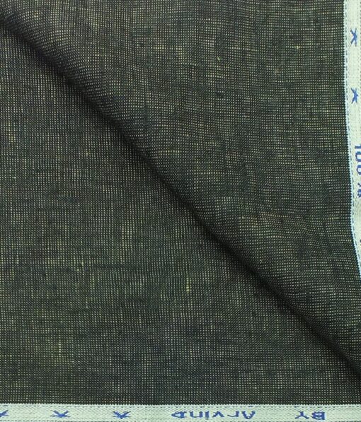 Arvind Green 100% Pure Linen 25 LEA Structured Unstitched Trouser Fabric