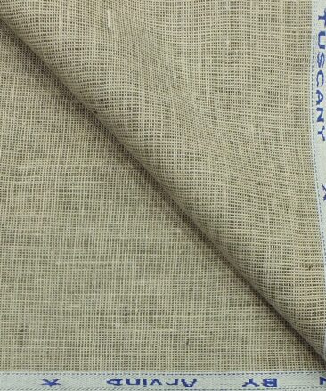 Arvind Butter Oat Beige 100% Pure Linen 25 LEA Structured Unstitched Trouser Fabric