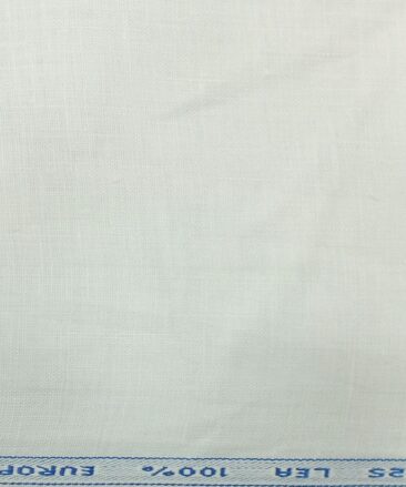 Cadini by Siyaram's White 100% Pure Linen 25 LEA Self Design Unstitched Trouser Fabric