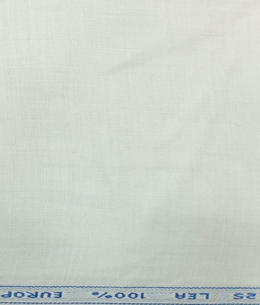 Cadini by Siyaram's White 100% Pure Linen 25 LEA Self Design Unstitched Trouser Fabric