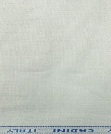 Cadini by Siyaram's White 100% Pure Linen 25 LEA Self Design Unstitched Trouser Fabric