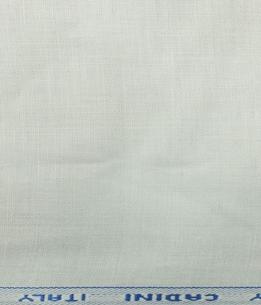 Cadini by Siyaram's White 100% Pure Linen 25 LEA Self Design Unstitched Trouser Fabric