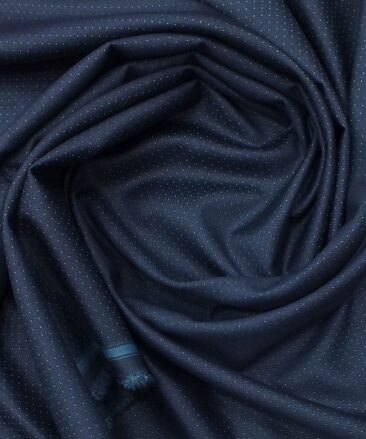 Don & Julio (D & J) Dark Ocean Blue Dotted Premium Party Wear Three Piece Unstitched Suit Length Fabric (Unstitched - 3.75 Mtr)