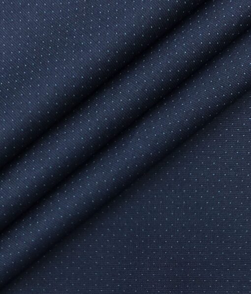 Don & Julio (D & J) Dark Ocean Blue Dotted Premium Party Wear Three Piece Unstitched Suit Length Fabric (Unstitched - 3.75 Mtr)