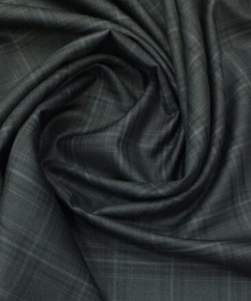 Italian Channel Dark Grey Broad Checks Premium Party Wear Three Piece Unstitched Suit Length Fabric (Unstitched - 3.75 Mtr)