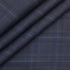 Italian Channel Dark Royal Blue Broad Checks Premium Party Wear Three Piece Unstitched Suit Length Fabric (Unstitched - 3.75 Mtr)