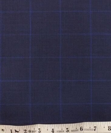 Italian Channel Dark Royal Blue Broad Checks Premium Unstitched Trouser Fabric