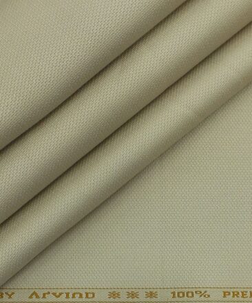 Arvind Oat Beige 100% Cotton Structured Trouser Fabric (Unstitched - 1.30 Mtr)