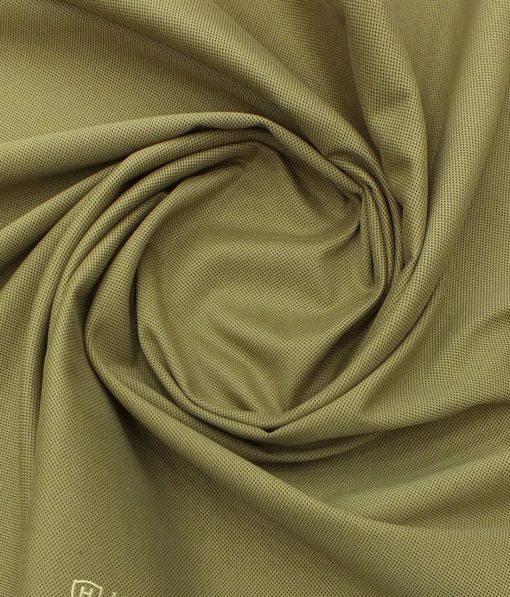 J.hampstead by Siyaram's Fawn Beige 98% Giza Cotton Printed Stretchable Trouser Fabric (Unstitched - 1.30 Mtr)