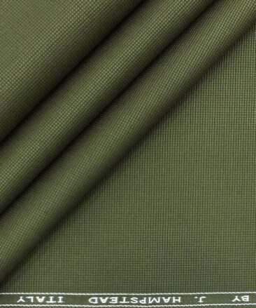 J.hampstead by Siyaram's Moss Green 100% Cotton Structured Trouser Fabric (Unstitched - 1.30 Mtr)