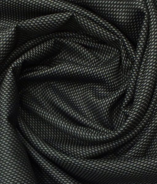 Don & Julio (D&J) Black & Grey Dobby Structured Terry Rayon Three Piece Suit Fabric (Unstitched - 3.75 Mtr)