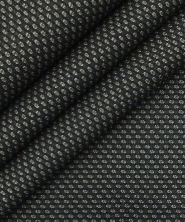 Don & Julio (D&J) Black & Grey Dobby Structured Terry Rayon Three Piece Suit Fabric (Unstitched - 3.75 Mtr)