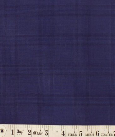 Italian Channel Dark Royal Blue Self Checks Terry Rayon Premium Three Piece Suit Fabric (Unstitched - 3.75 Mtr)