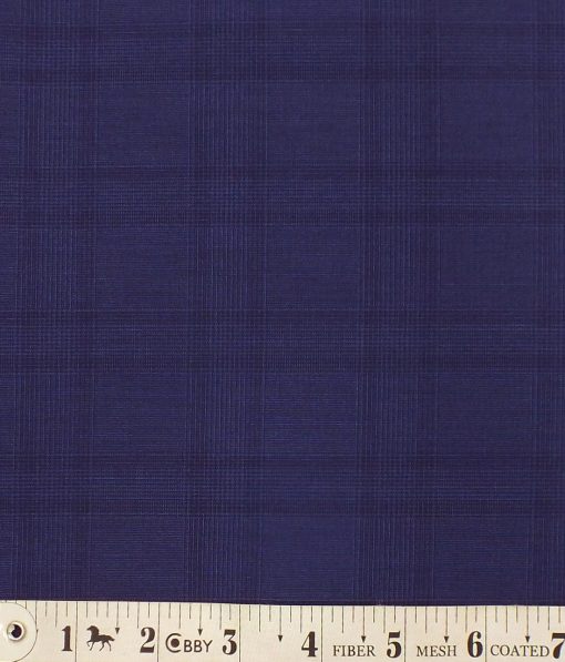 Italian Channel Dark Royal Blue Self Checks Terry Rayon Premium Three Piece Suit Fabric (Unstitched - 3.75 Mtr)