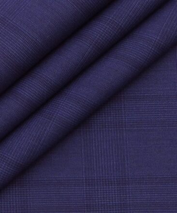 Italian Channel Dark Royal Blue Self Checks Terry Rayon Premium Three Piece Suit Fabric (Unstitched - 3.75 Mtr)