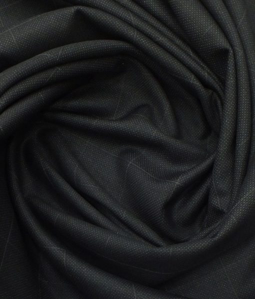 Italian Channel Black Structured Cum Self Checks Terry Rayon Premium Three Piece Suit Fabric (Unstitched - 3.75 Mtr