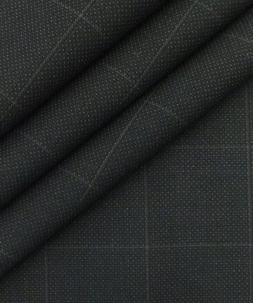 Italian Channel Black Structured Cum Self Checks Terry Rayon Premium Three Piece Suit Fabric (Unstitched - 3.75 Mtr