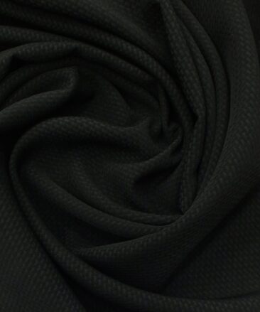 Mark & Peanni Black Thread Weave Structure Terry Rayon Premium Three Piece Suit Fabric (Unstitched - 3.75 Mtr)