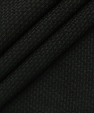 Mark & Peanni Black Thread Weave Structure Terry Rayon Premium Three Piece Suit Fabric (Unstitched - 3.75 Mtr)