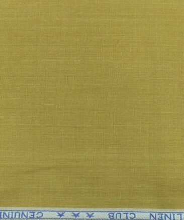 Linen Club Mustard Yellow 100% European Linen Self Design Unstitched Blazer Fabric (2 M)